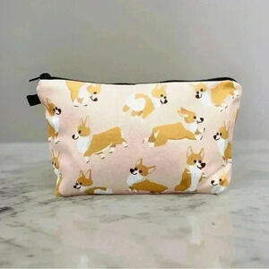 Corgi Dog Print Makeup or Pencil Case Cute Zipper Pouch Animal Prints Cosmetic /